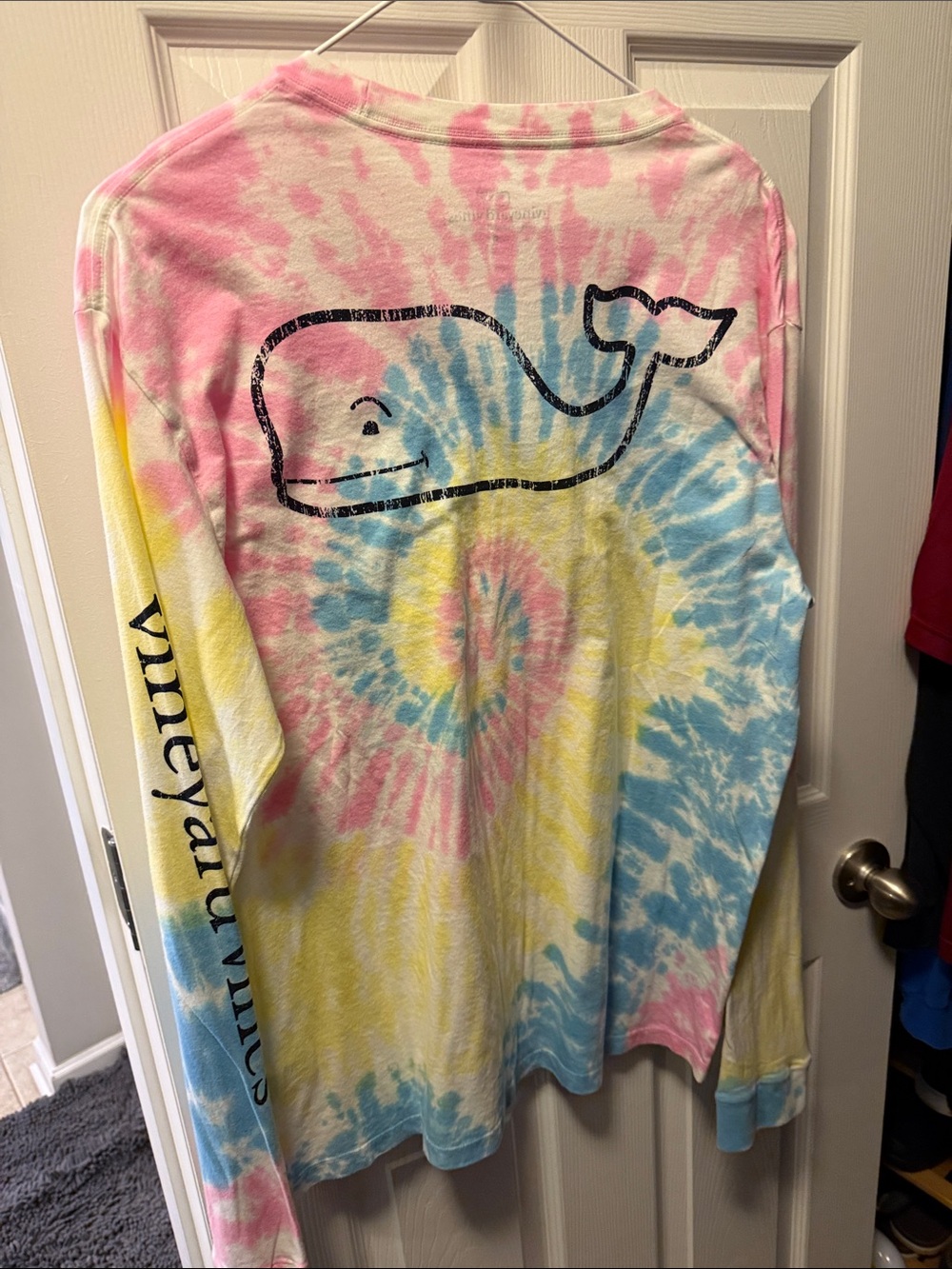 Vineyard Vines Men's small Tie-Dye Long Sleeve Tee — Pink Blue Yellow - Picture 2 of 3